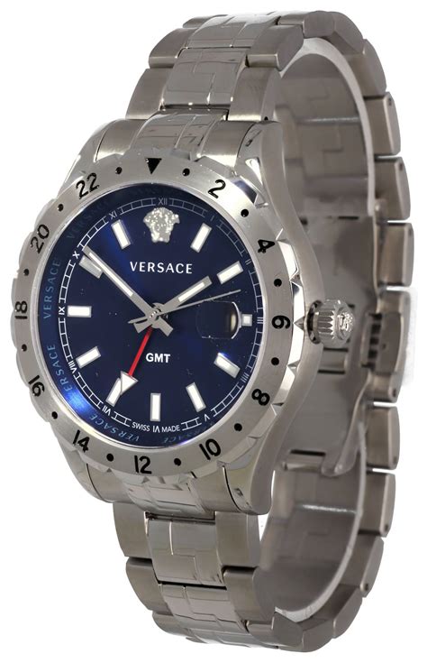 versace gmt v1101 0015|Hellenyium GMT Blue Dial Stainless Steel Men's Watch .